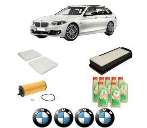 Set Pachet filtre revizie Bosch, 7 litrii ulei Castrol 5W30 BMW Seria 5 Touring (F11) M 550 d xDrive din 2012-2017, 4x Stickere auto cu BMW - Img 2