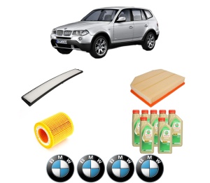 Set Pachet filtre revizie Bosch, 7 litrii ulei Castrol 5W30 BMW Seria X3 (E83) 2.5 si xDrive din 2006-2008, 4x Stickere auto cu BMW - Img 2