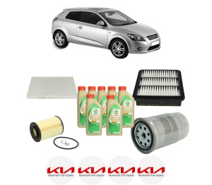 Set Pachet filtre revizie Bosch, 7 litrii ulei Castrol 5W30 KIA PRO CEE'D (ED) 2.0 CRDi 140 din 2008-2012, 4x Stickere auto cu KIA - Img 2