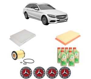 Set Pachet filtre revizie Bosch, 7 litrii ulei Castrol 5W30 MERCEDES-BENZ C-CLASS T-Model (S205) C 200 (205.242) din 2014-2018, 4x Stickere auto cu MERCEDES-BENZ - Img 2