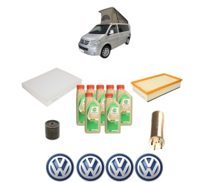 Set Pachet filtre revizie Bosch, 7 litrii ulei Castrol 5W30 Volkswagen CALIFORNIA T5 Camper (7EC, 7EF, 7EG, 7HF, 7HC) 2.0 TDI 4motion din 2010-2015, 4x Stickere auto cu Volkswagen - Img 2