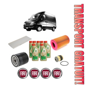 Set Pachet filtre revizie Bosch, 7 litrii ulei Castrol 5W40 FIAT DUCATO Van (244_) 2.0 JTD din 2001-2006, 4x Stickere auto cu FIAT
