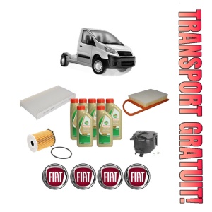 Set Pachet filtre revizie Bosch, 7 litrii ulei Castrol 5W40 FIAT SCUDO Platform/Chassis (270_, 272_) 1.6 D Multijet din 2007-2016, 4x Stickere auto cu FIAT