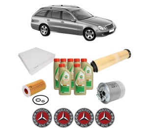 Set Pachet filtre revizie Bosch, 7 litrii ulei Castrol 5W40 MERCEDES-BENZ E-CLASS T-Model (S211) E 220 CDI (211.206) din 2003-2009, 4x Stickere auto cu MERCEDES-BENZ - Img 2