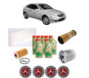 Set Pachet filtre revizie Bosch, 7 litrii ulei Castrol 5W40 MERCEDES-BENZ C-CLASS Coupe (CL203) C 220 CDI (203.708) din 2004-2008, 4x Stickere auto cu MERCEDES-BENZ - Img 2