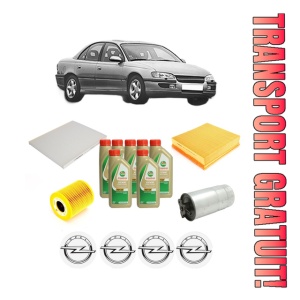 Set Pachet filtre revizie Bosch, 7 litrii ulei Castrol 5W40 OPEL OMEGA B (V94) 2.5 DTI (F69, M69, P69) din 2001-2003, 4x Stickere auto cu OPEL