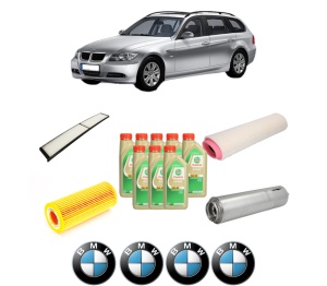 Set Pachet filtre revizie Bosch, 8 litrii ulei Castrol 5W30 BMW Seria 3 Touring (E91) 330 xd din 2005-2012, 4x Stickere auto cu BMW - Img 2