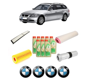 Set Pachet filtre revizie Bosch, 8 litrii ulei Castrol 5W30 BMW Seria 3 Touring (E91) 325 d din 2006-2012, 4x Stickere auto cu BMW - Img 2