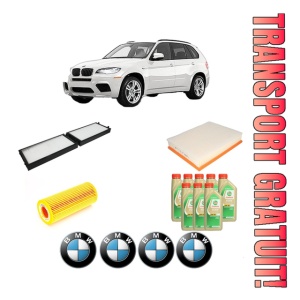 Set Pachet filtre revizie Bosch, 8 litrii ulei Castrol 5W30 BMW Seria X5 (E70) xDrive 35 d din 2008-2013, 4x Stickere auto cu BMW