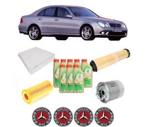 Set Pachet filtre revizie Bosch, 8 litrii ulei Castrol 5W30 MERCEDES-BENZ E-CLASS (W211) E 320 CDI (211.026) din 2002-2008, 4x Stickere auto cu MERCEDES-BENZ - Img 2