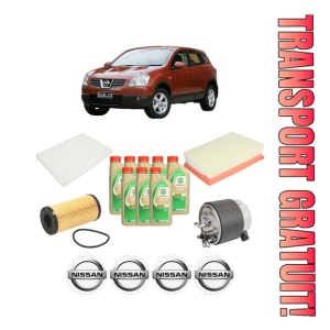 Set Pachet filtre revizie Bosch, 8 litrii ulei Castrol 5W30 NISSAN QASHQAI I (J10, NJ10) 2.0 dCi All-wheel Drive din 2007-2013, 4x Stickere auto cu NISSAN