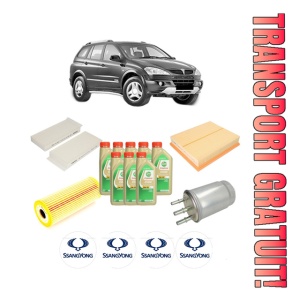 Set Pachet filtre revizie Bosch, 8 litrii ulei Castrol 5W30 SSANGYONG Actyon I 2.0 Xdi din 2005, 4x Stickere auto cu SSANGYONG