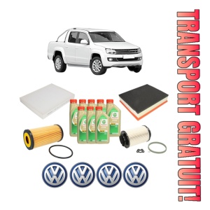 Set Pachet filtre revizie Bosch, 8 litrii ulei Castrol 5W30 Volkswagen AMAROK (2HA, 2HB, S1B, S6B, S7A, S7B, AGD) 3.0 TDI 4motion din 2018, 4x Stickere auto cu Volkswagen