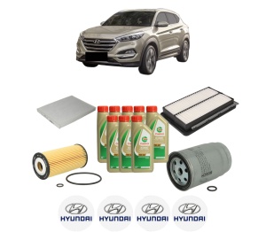 Set Pachet filtre revizie Bosch, 8 litrii ulei Castrol 5W40 HYUNDAI TUCSON (TL, TLE) 2.0 CRDi All-wheel Drive din 2015-2020, 4x Stickere auto cu HYUNDAI - Img 2
