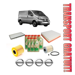 Set Pachet filtre revizie Bosch, 8 litrii ulei Castrol 5W40 NISSAN PRIMASTAR Van (X83) 2.5 dCi 140 din 2003, 4x Stickere auto cu NISSAN