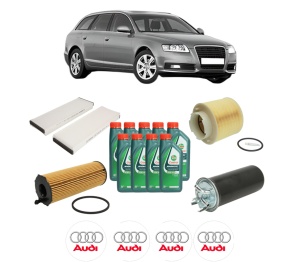 Set Pachet filtre revizie Bosch, 9 litrii ulei Castrol 10W40 AUDI A6 C6 Avant (4F5) 2.7 TDI din 2005-2011, 4x Stickere auto cu AUDI - Img 2