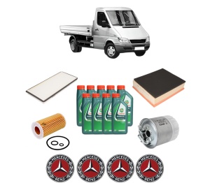 Set Pachet filtre revizie Bosch, 9 litrii ulei Castrol 10W40 MERCEDES-BENZ SPRINTER 3-t Platform/Chassis (B903) 316 CDI 4x4 (903.612, 903.613, 903.622, 903.623) din 2002-2006, 4x Stickere auto cu MERCEDES-BENZ - Img 2