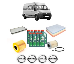 Set Pachet filtre revizie Bosch, 9 litrii ulei Castrol 10W40 NISSAN INTERSTAR Van (X70) dCI 90 din 2002, 4x Stickere auto cu NISSAN - Img 2