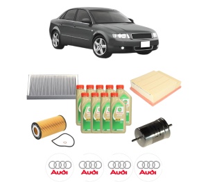 Set Pachet filtre revizie Bosch, 9 litrii ulei Castrol 5W30 AUDI A4 B6 (8E2) S4 quattro din 2003-2004, 4x Stickere auto cu AUDI - Img 2