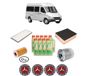 Set Pachet filtre revizie Bosch, 9 litrii ulei Castrol 5W30 MERCEDES-BENZ SPRINTER 3-t Bus (B903) 316 CDI (903.671, 903.672, 903.673) din 2000-2006, 4x Stickere auto cu MERCEDES-BENZ - Img 2