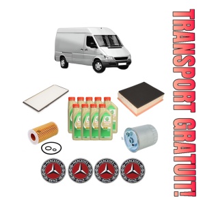 Set Pachet filtre revizie Bosch, 9 litrii ulei Castrol 5W30 MERCEDES-BENZ SPRINTER 3-t Van (B903) 313 CDI 4x4 (903.662, 903.663) din 2002-2006, 4x Stickere auto cu MERCEDES-BENZ