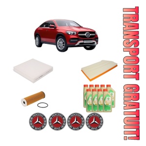 Set Pachet filtre revizie Bosch, 9 litrii ulei Castrol 5W30 MERCEDES-BENZ GLE Coupe (C167) AMG GLE 53 EQ Boost 4-matic+ (167.361) din 2019, 4x Stickere auto cu MERCEDES-BENZ