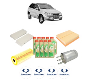 Set Pachet filtre revizie Bosch, 9 litrii ulei Castrol 5W30 SSANGYONG KYRON 2.7 Xdi 4x4 din 2005-2014, 4x Stickere auto cu SSANGYONG - Img 2
