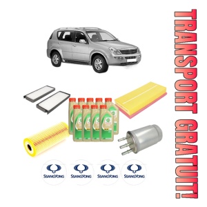 Set Pachet filtre revizie Bosch, 9 litrii ulei Castrol 5W30 SSANGYONG REXTON / REXTON II (GAB_) 2.7 Xdi din 2004, 4x Stickere auto cu SSANGYONG