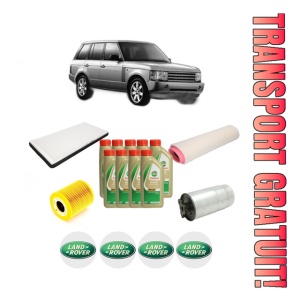 Set Pachet filtre revizie Bosch, 9 litrii ulei Castrol 5W40 LAND ROVER RANGE ROVER III (L322) 3.0 D 4x4 din 2002-2012, 4x Stickere auto cu LAND ROVER