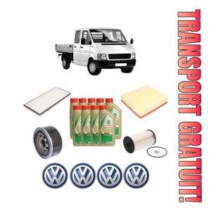 Set Pachet filtre revizie Bosch, 9 litrii ulei Castrol 5W40 Volkswagen LT 28-46 II Platform/Chassis (2DC, 2DF, 2DG, 2DL, 2DM) 2.8 TDI din 2002-2006, 4x Stickere auto cu Volkswagen