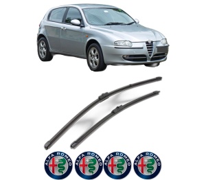 Set stergatoare ALFA ROMEO 147 (937_) din 2000-2010, pentru parbriz auto, 2 bucati, Valeo Silencio Xtrm, din cauciuc siliconat rezistent, 4 Stickere Auto ALFA ROMEO v39654