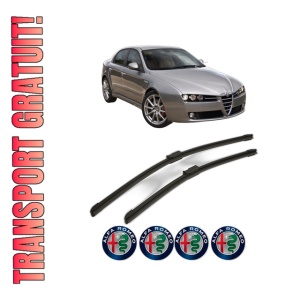 Set stergatoare ALFA ROMEO 159 (939_) din 2005-2012, pentru parbriz auto, 2 bucati, Bosch Aerotwin, din cauciuc siliconat rezistent, 4 Stickere Auto ALFA ROMEO