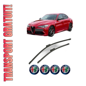 Set stergatoare ALFA ROMEO GIULIA (952_) din 2015-2022, pentru parbriz auto, 2 bucati, Bosch Aerotwin, din cauciuc siliconat rezistent, 4 Stickere Auto ALFA ROMEO