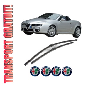 Set stergatoare ALFA ROMEO SPIDER (939_) din 2006-2011, pentru parbriz auto, 2 bucati, Valeo Silencio Xtrm, din cauciuc siliconat rezistent, 4 Stickere Auto ALFA ROMEO