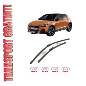 Set stergatoare AUDI A1 City Carver (GBH) din 2019-2022, pentru parbriz auto, 2 bucati, Bosch Aerotwin, din cauciuc siliconat rezistent, 4 Stickere Auto AUDI