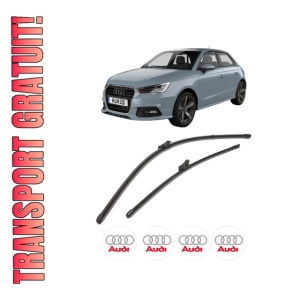 Set stergatoare AUDI A1 Sportback (GBA) din 2018-2021, pentru parbriz auto, 2 bucati, Valeo Silencio Xtrm, din cauciuc siliconat rezistent, 4 Stickere Auto AUDI
