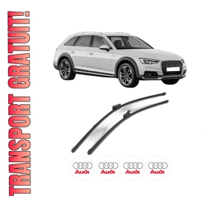 Set stergatoare AUDI A4 Allroad B9 (8WH, 8WJ) din 2016-2020, pentru parbriz auto, 2 bucati, Valeo Silencio Xtrm, din cauciuc siliconat rezistent, 4 Stickere Auto AUDI