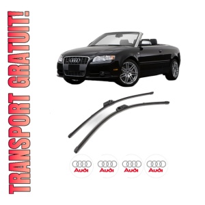 Set stergatoare AUDI A4 B7 Convertible (8HE) din 2005-2009, pentru parbriz auto, 2 bucati, Valeo Silencio Xtrm, din cauciuc siliconat rezistent, 4 Stickere Auto AUDI