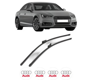 Set stergatoare AUDI A4 B9 (8W2, 8WC) din 2015-2021, pentru parbriz auto, 2 bucati, Valeo Silencio Xtrm, din cauciuc siliconat rezistent, 4 Stickere Auto AUDI v39054