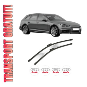 Set stergatoare AUDI A4 B9 Avant (8W5, 8WD) din 2015-2024, pentru parbriz auto, 2 bucati, Bosch Aerotwin, din cauciuc siliconat rezistent, 4 Stickere Auto AUDI