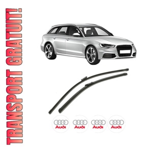 Set stergatoare AUDI A6 C7 Avant (4G5, 4GD) din 2011-2018, pentru parbriz auto, 2 bucati, Bosch Aerotwin, din cauciuc siliconat rezistent, 4 Stickere Auto AUDI