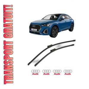 Set stergatoare AUDI Q3 Sportback (F3N) din 2019-2021, pentru parbriz auto, 2 bucati, Bosch Aerotwin, din cauciuc siliconat rezistent, 4 Stickere Auto AUDI