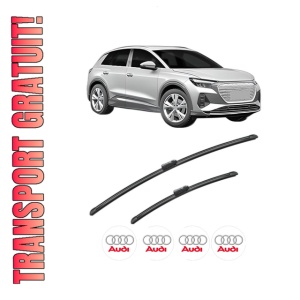 Set stergatoare AUDI Q4 SUV (F4B) din 2021-2023, pentru parbriz auto, 2 bucati, Bosch Aerotwin, din cauciuc siliconat rezistent, 4 Stickere Auto AUDI