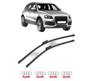 Set stergatoare AUDI Q5 (8RB) din 2008-2017, pentru parbriz auto, 2 bucati, Bosch Aerotwin, din cauciuc siliconat rezistent, 4 Stickere Auto AUDI v55209