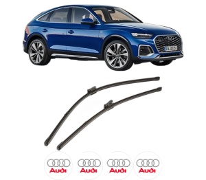 Set stergatoare AUDI Q5 Sportback (FYT) din 2020-2021, pentru parbriz auto, 2 bucati, Valeo Silencio Xtrm, din cauciuc siliconat rezistent, 4 Stickere Auto AUDI v35574