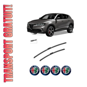 Set stergatoare auto ALFA ROMEO TONALE (965_) din 2022, pentru parbriz auto, 2 bucati, Bosch Aerotwin, din cauciuc siliconat rezistent, 4 Stickere Auto ALFA ROMEO