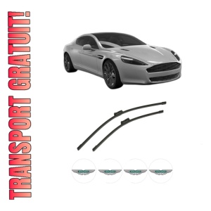 Set stergatoare auto ASTON MARTIN RAPIDE din 2010-2014, pentru parbriz auto, 2 bucati, Bosch Aerotwin, din cauciuc siliconat rezistent, 4 Stickere Auto ASTON MARTIN