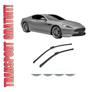 Set stergatoare auto ASTON MARTIN VIRAGE Vantage din 2011-2012, pentru parbriz auto, 2 bucati, Bosch Aerotwin, din cauciuc siliconat rezistent, 4 Stickere Auto ASTON MARTIN