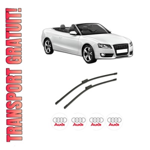 Set stergatoare auto AUDI A5 Convertible (8F7) din 2009-2017, pentru parbriz auto, 2 bucati, Bosch Aerotwin, din cauciuc siliconat rezistent, 4 Stickere Auto AUDI