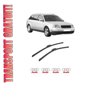Set stergatoare auto AUDI A6 C5 Avant (4B5, 4B6) din 1997-2005, pentru parbriz auto, 2 bucati, Bosch Aerotwin Retrofit, din cauciuc siliconat rezistent, 4 Stickere Auto AUDI
